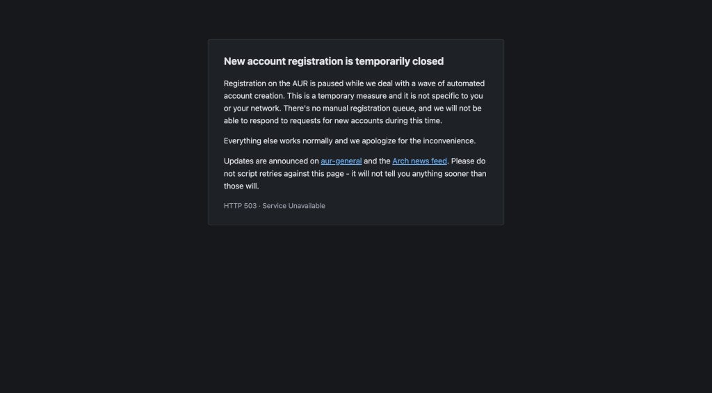 New account registration is temporarily closed