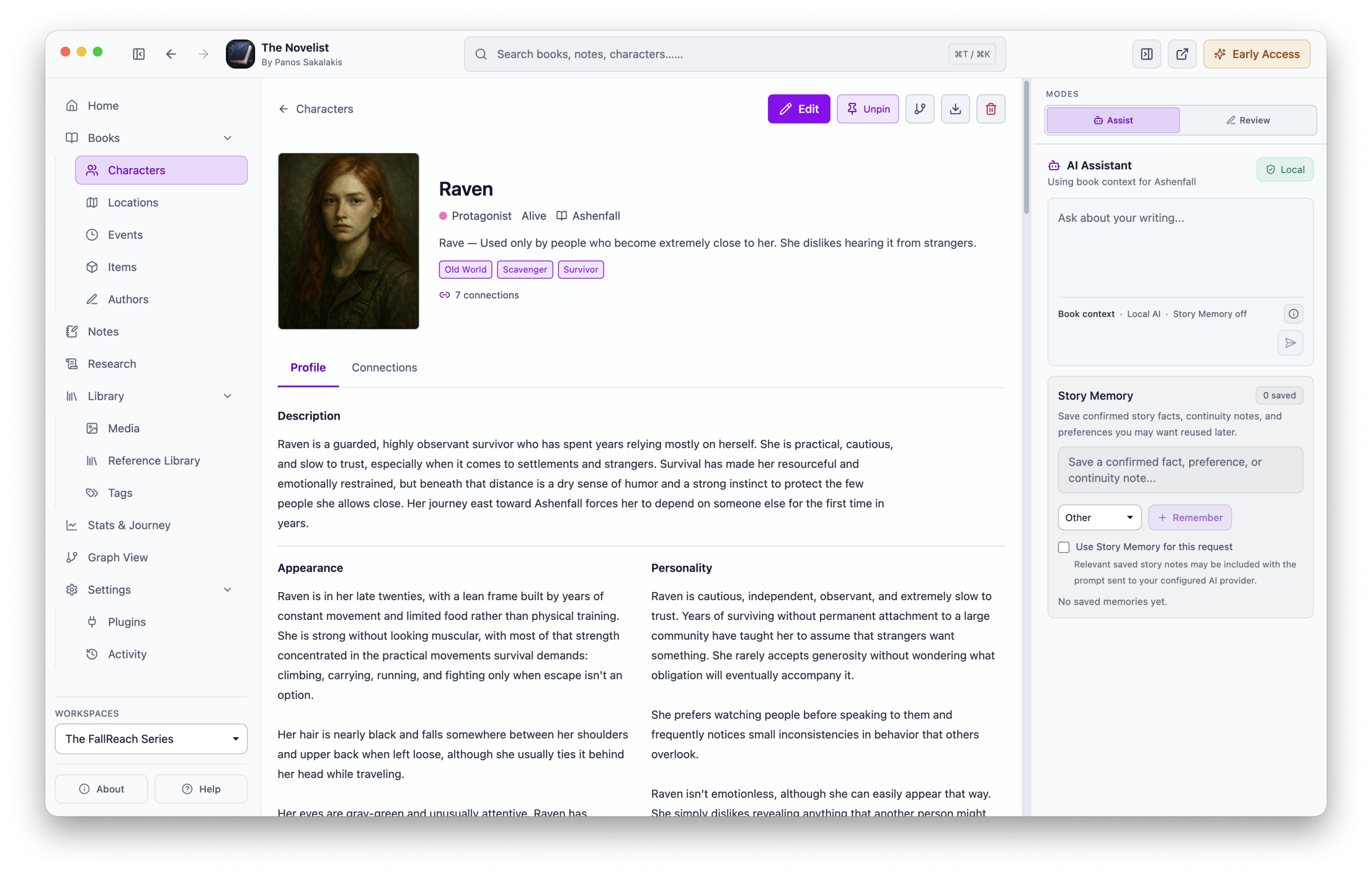 The Novelist - Character Profile