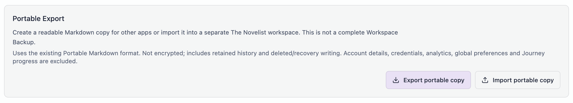 The Novelist - Portable Backups